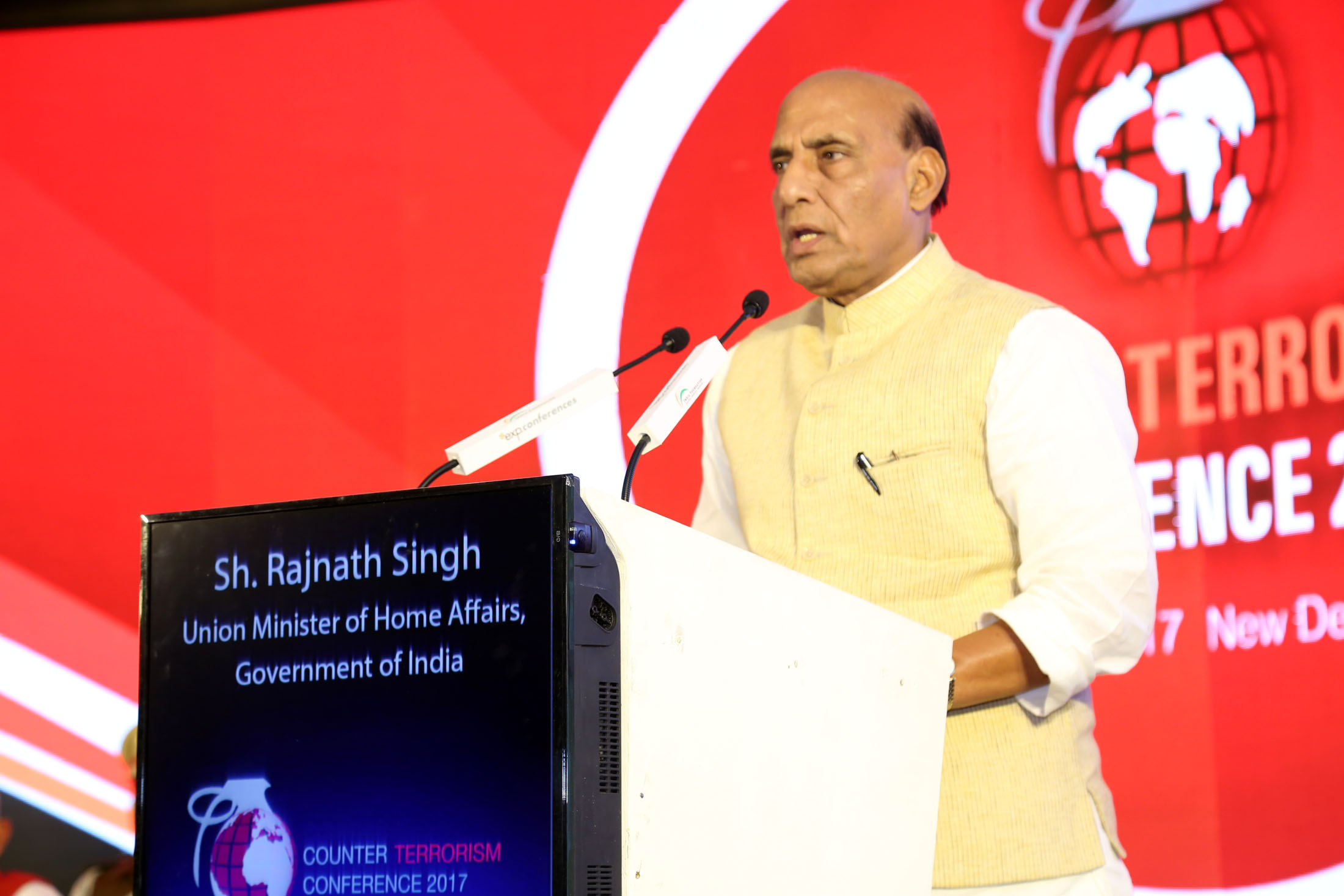 The Union Home Minister, Shri Rajnath Singh addressing at the Counter Terrorism Conference, in New Delhi on March 16, 2017.